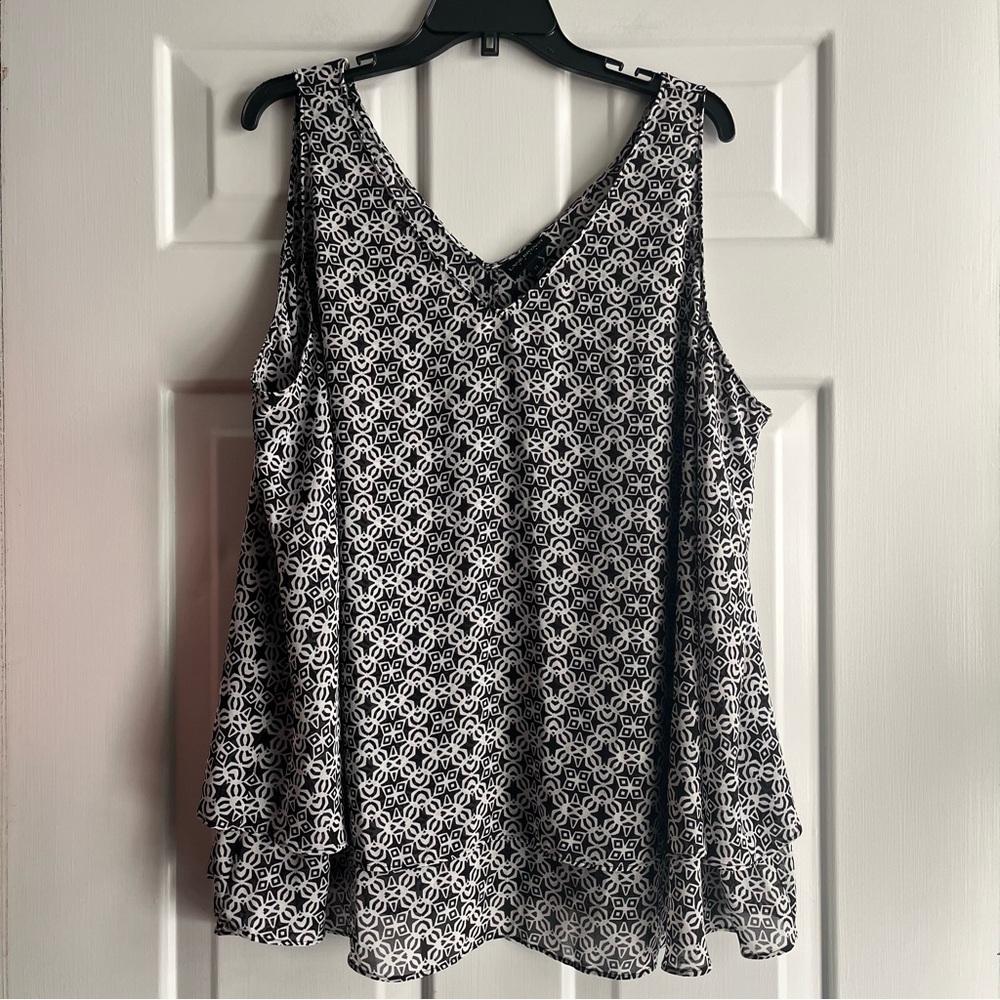 Lane Bryant Chiffon Tank Top Blouse Size 24 Black and White